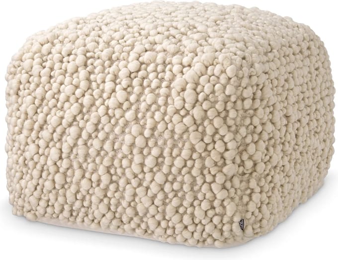 Eichholtz luxe design stool poef voetenstoef Ivory Schillinger 60 x 60 x 40 cm