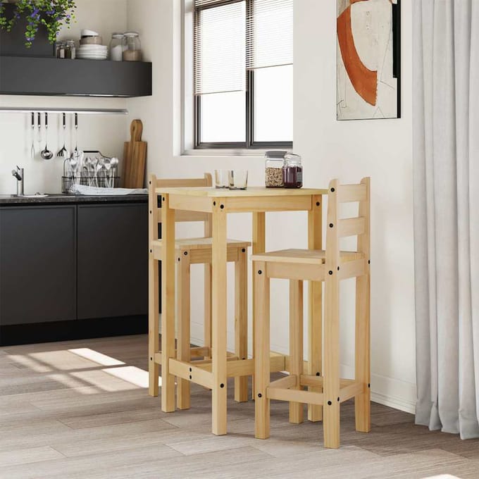 vidaXL - 3-delige - Barset - massief - grenenhout