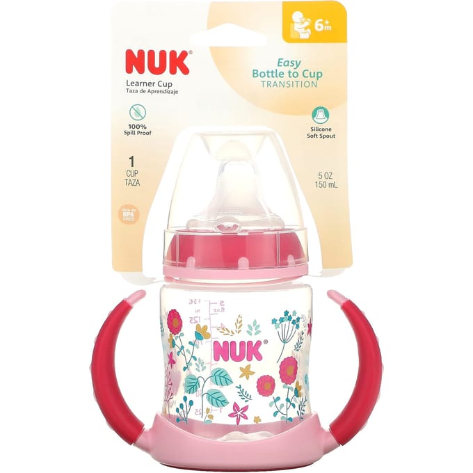NUK, tuitbeker, vanaf 6 maanden, roze, 1 beker, 150 ml (5 oz) beige