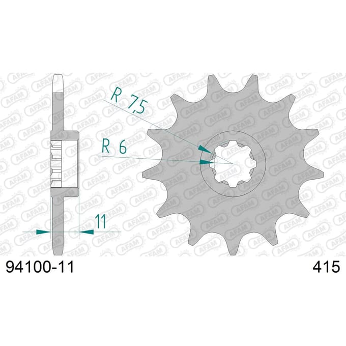 Stalen motortandwiel voor Afam 415 11 dents
