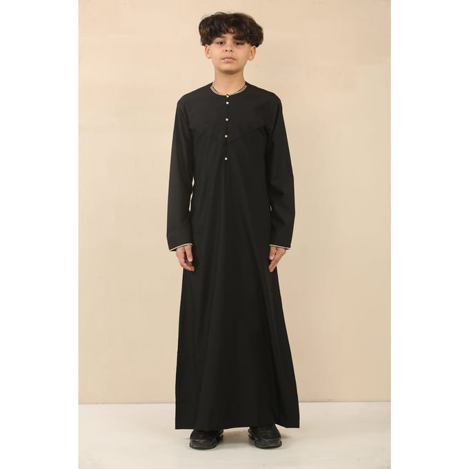 Zwarte Omani Eid Thobe Saudi Emirati Jubba-jas voor jongens voor kinderen
