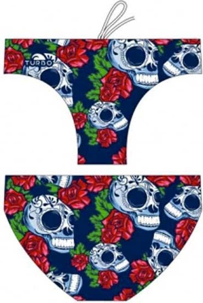 Turbo Roses & Skulls Zwemslip Blauw M Man