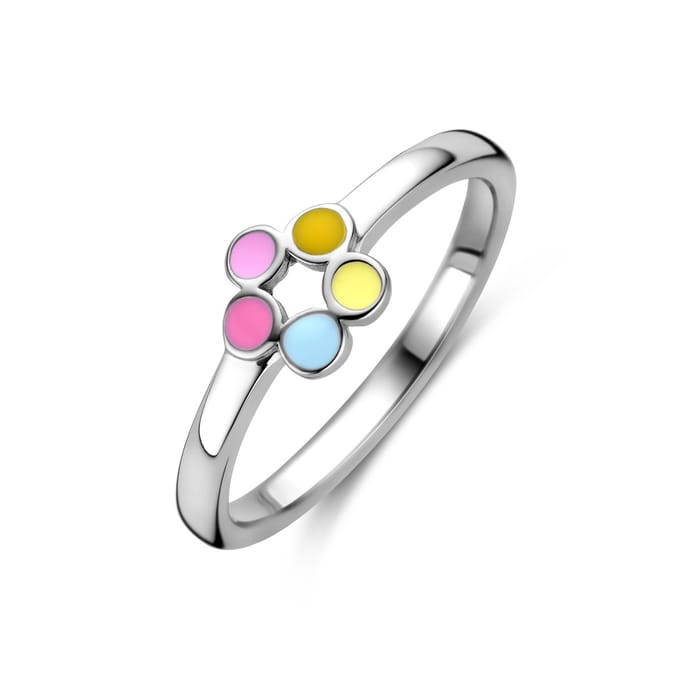 YO&NO - Ring - Zilver - Aanschuifring - Bloem- 14.5mm - 6mm - Kinderen - Gerhodineerd - Zilver 925