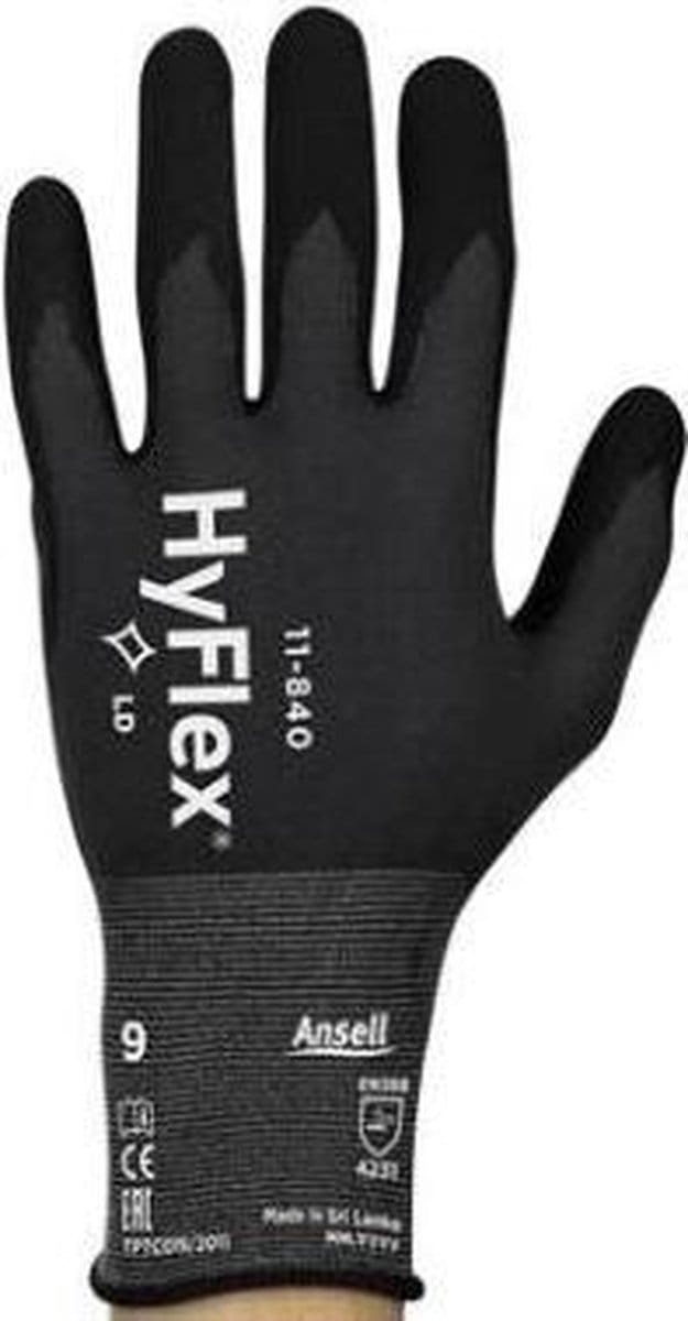 Ansell 11-840 HyFlex handschoen 01080097 - Grijs/Zwart - 7