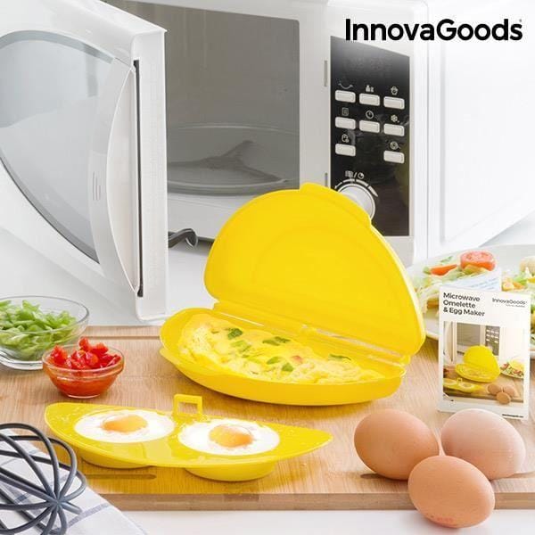 Cuiseur d'Omelette - InnovaGoods - Micro-Ondes - PP sans BPA - Accessoire Œufs Pochés - 21x12x5 cm jaune
