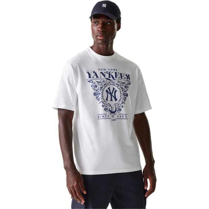 New Era MLB New York Yankees Floral Graphic Oversized T-shirt Wit