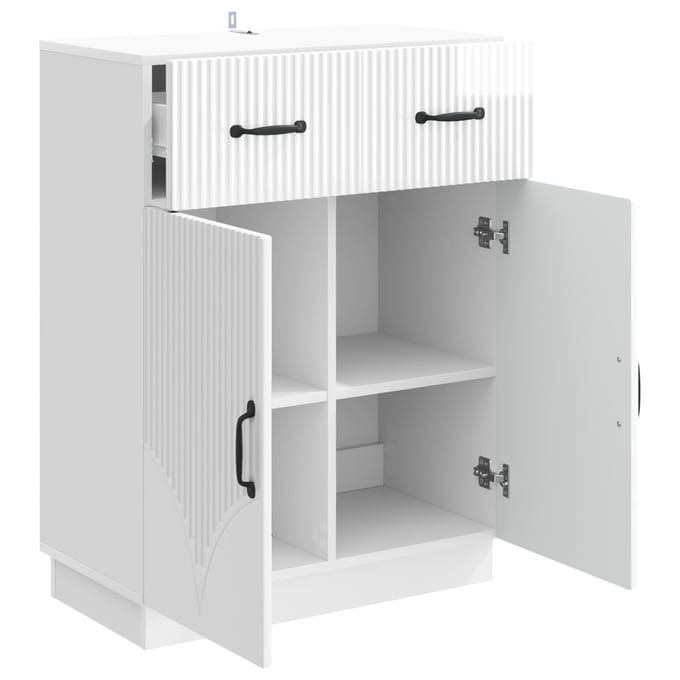 vidaXL - Dressoir - met - lade - Hoogglans - Wit - 66 - x - 34,5 - x - 87 - cm - Bewerkt - hout
