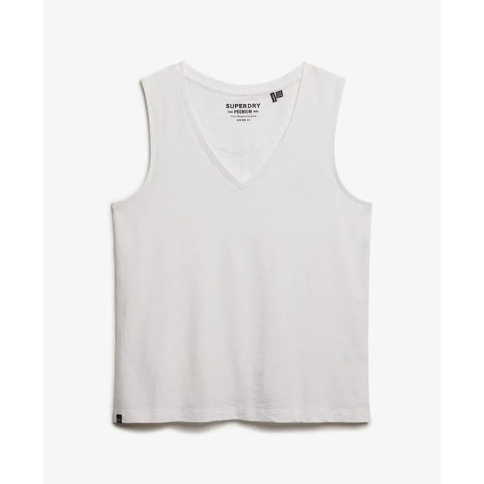 Superdry Studios Vee Mouwloze V-hals T-shirt Wit S Vrouw