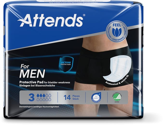 Attends Men discreet underwear zwart maat M 10 Stuks