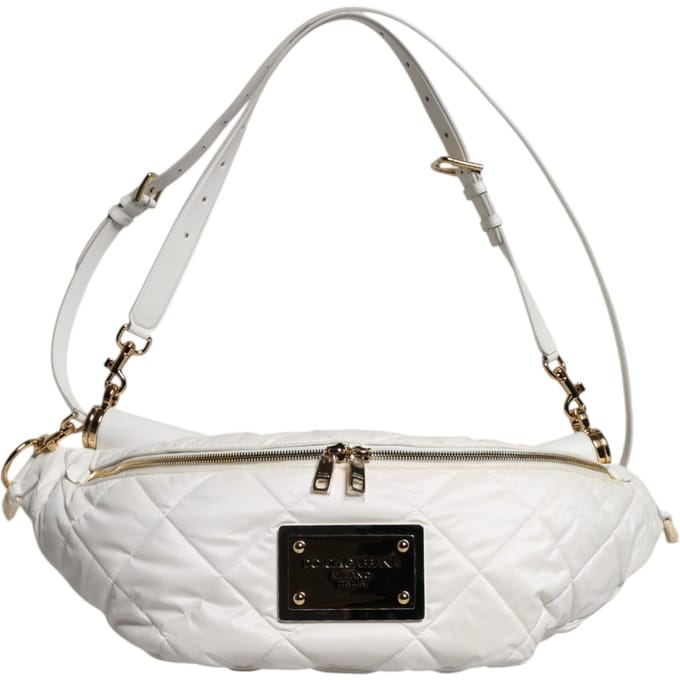 Witte Gequilte Logo Plaque Gürteltas Fanny Pack Tas