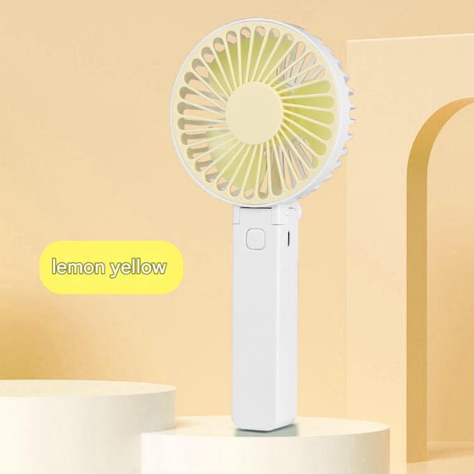 Handventilator - Draagbare ventilator - Bureauventilator - Oplaadbaar - Drie windsnelheden - Kleine draagbare ventilator met USB-aansluiting - Draagbare handventilator voor buiten - Geel