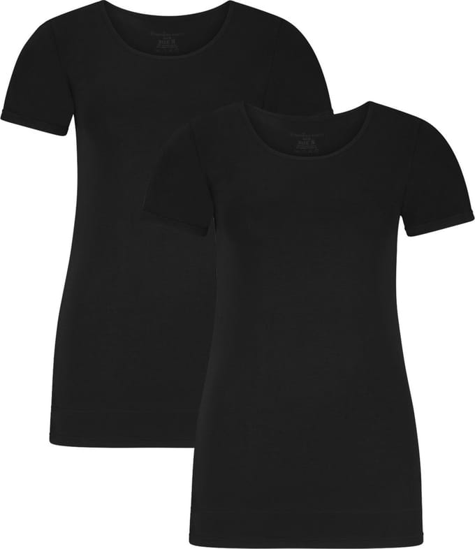 Comfortabel & Zijdezacht Bamboo Basics Long Fit T-shirts Kate (2-pack) - Zwart - M