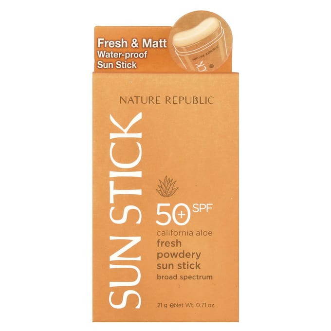 California Aloe Fresh Powder Sun Stick, Spf 50+, 21G(0.71Oz) yellow