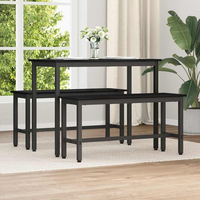 vidaXL - Eetbank - Zwart - Eiken - 100 - x - 32,5 - x - 48,5 - cm
