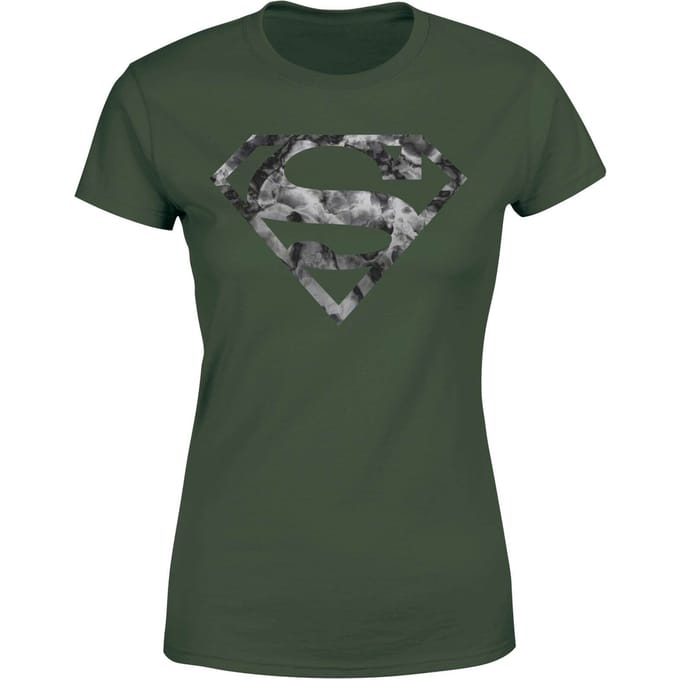 Marble Superman Logo Women's T-Shirt - Green - XL