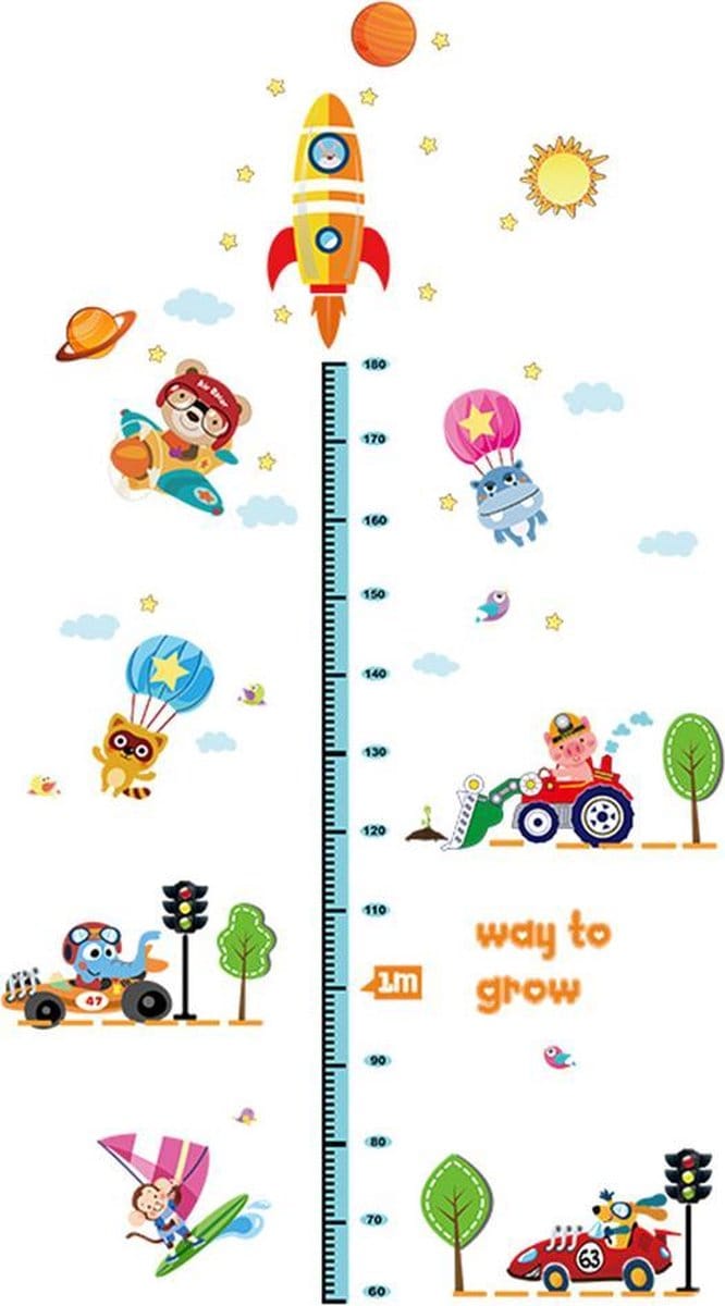 DW4Trading Groeimeter Raket - Muursticker - Wanddecoratie