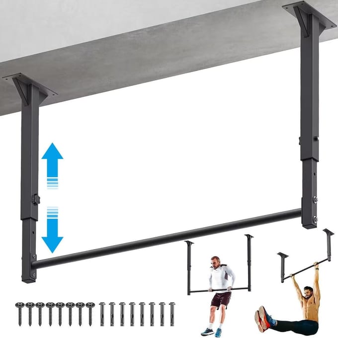 Verstelbare en Multifunctionele Pull-Up Bar voor Thuisgym met Hangmogelijkheid voor Bokszak en Weerstandsbanden
