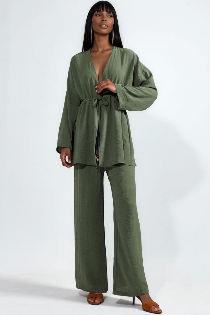 Twee-delige Wijde Pantalon Kimono Set