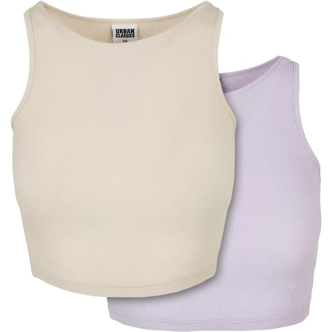 Urban Classics - Rib 2-pack Crop top - 3XL - Beige/Paars