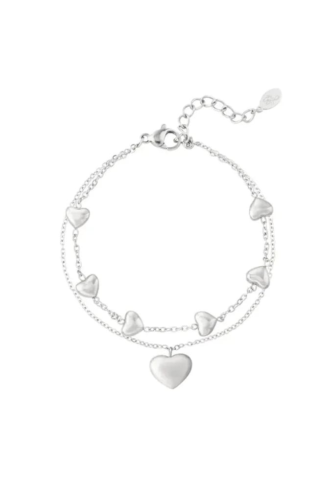 Dubbele Armband Hart Zilver