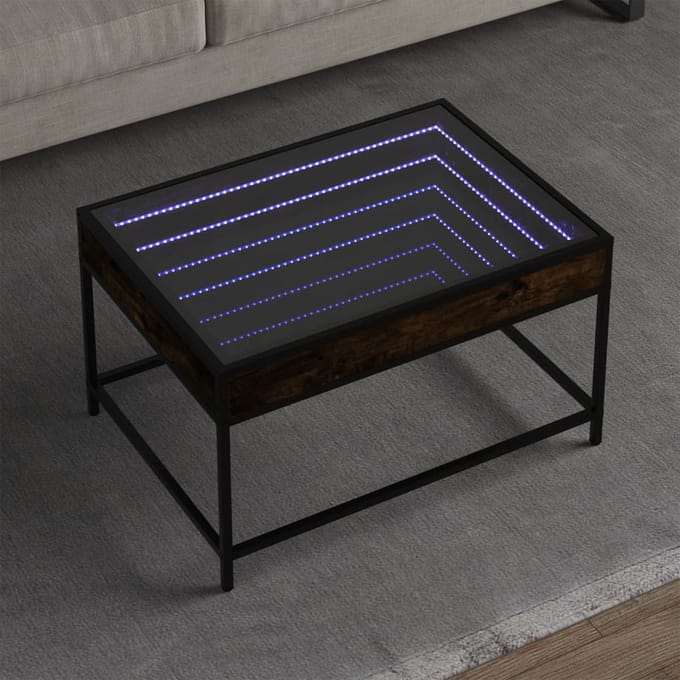 vidaXL - Salontafel - met - Infinity - LED - 70x50x41 - cm - gerookt - eikenkleurig