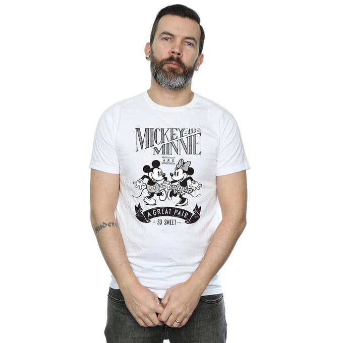 Disney Heren Mickey en Minnie Mouse Geweldig Paar T-shirt (Wit)