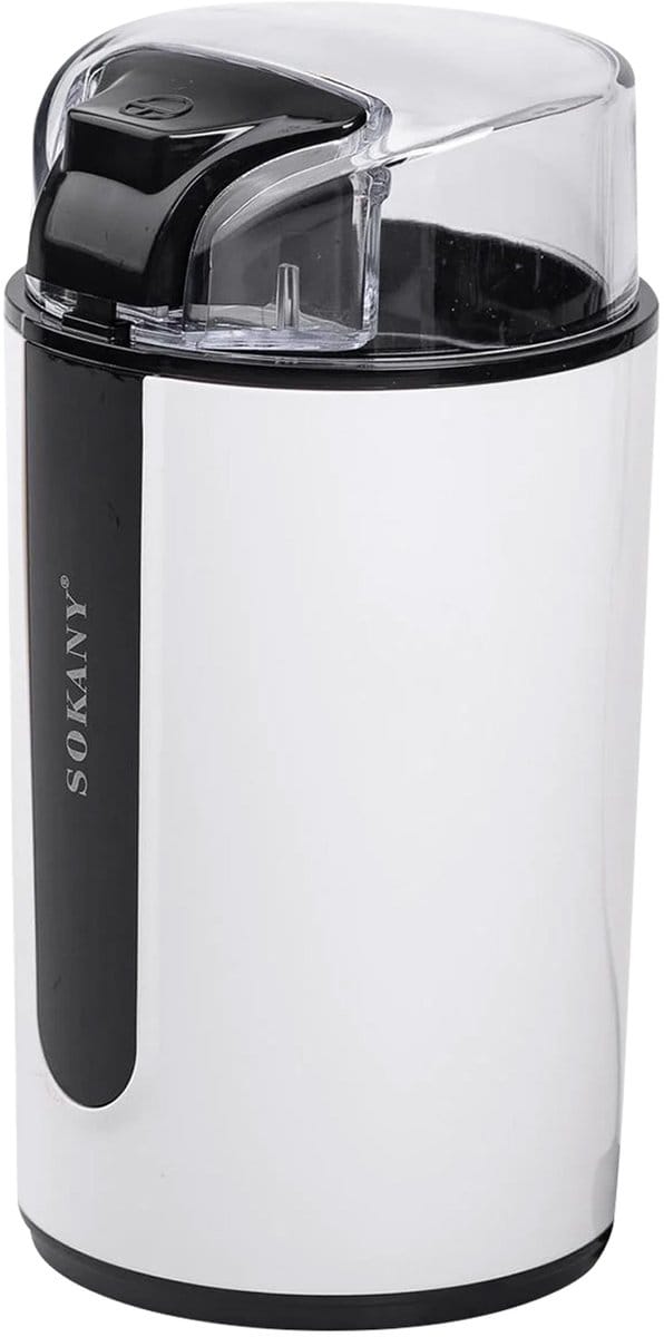 Sokany, Elektrische Koffiemolen 200W Capaciteit 75g, Zwart / Wit