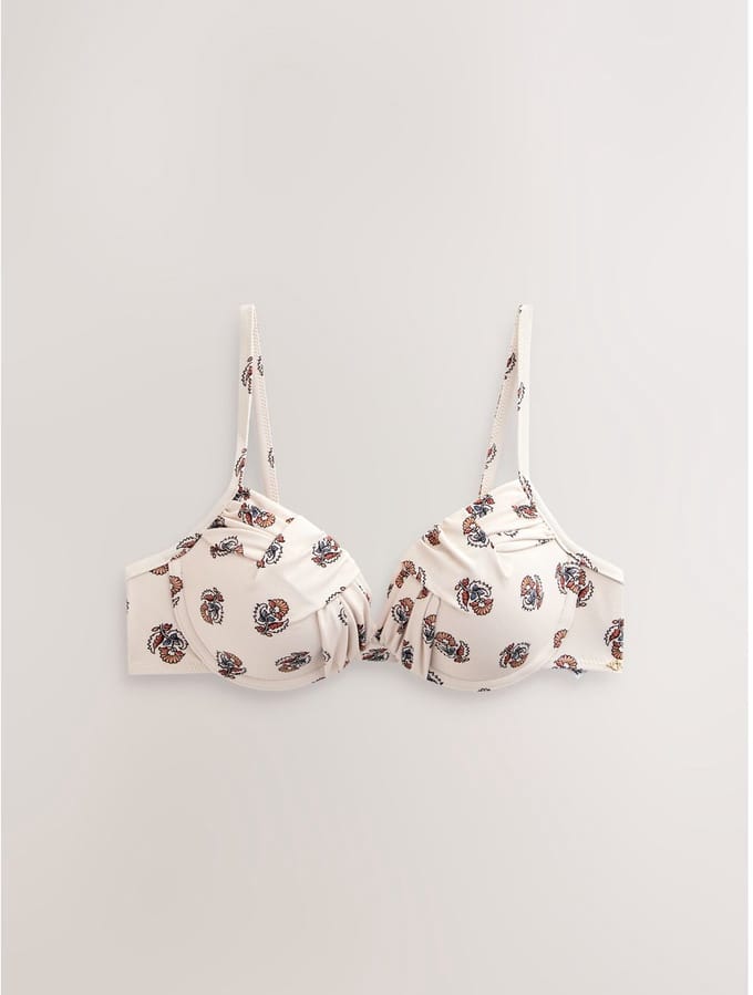 Next - Dames - Gedrapeerde vormgevende bikinitop met beugels en vullingen - Crème