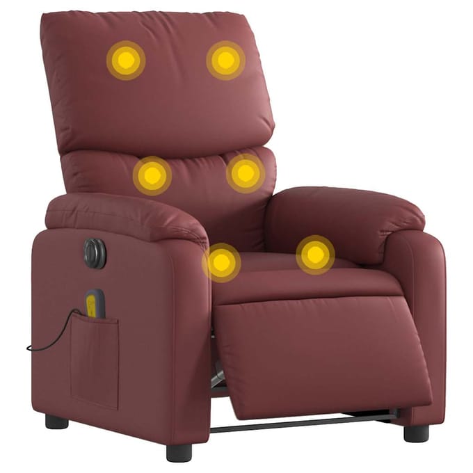 vidaXL - Massagestoel - verstelbaar - elektrisch - kunstleer - wijnrood