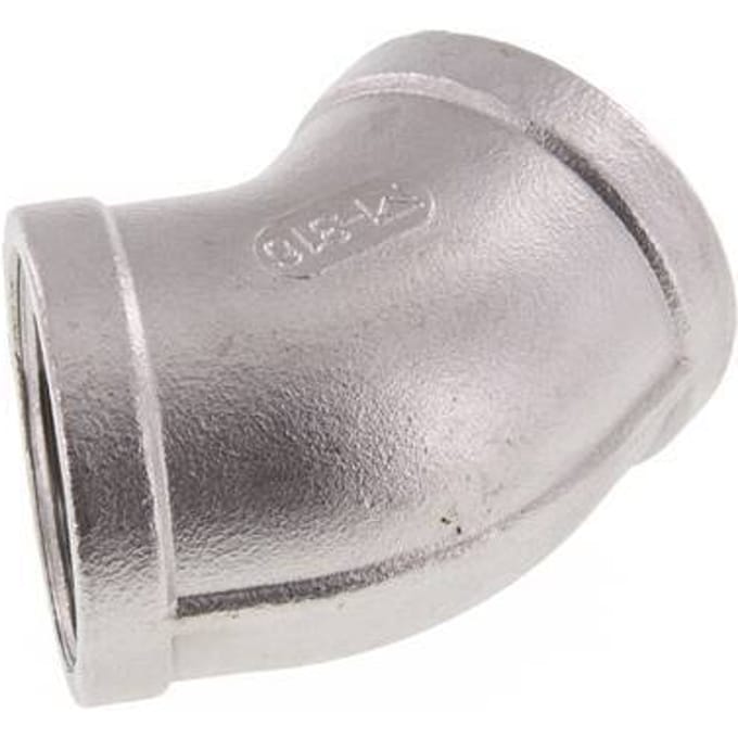 Rp 1 1/2'' RVS L-Fitting 45graden 16 Bar - FL2E-F-SH-112R-45