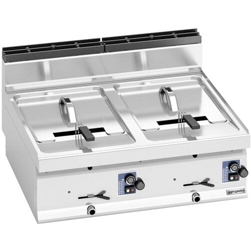 GGM Gastro Gas Doppelfritteuse - 10+10 Liter - 13,8 kW Zilver