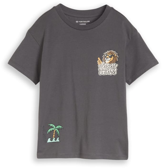 Tom Tailor - Oversized T-shirt met print - Maat 92/98 - dark urban grey