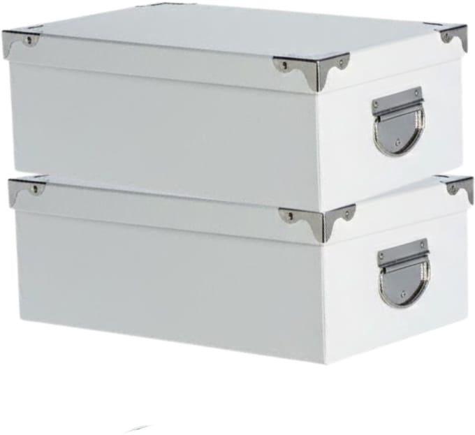 5Five Spullen Opbergdoos box - 2x - wit - 36 x 25 x 12 cm - Karton - Diverse toepassingen - Opslagbox