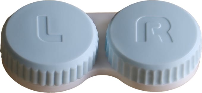 Lensbakjes - 2 stuks - Blauwe doppen - Compact - Antibacterieel - Blauw - L/R Inscriptie - Lenzenhouders - Lenzendoosjes