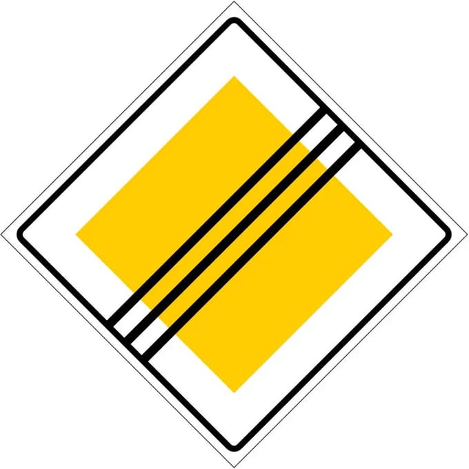Einde voorrangsweg bord - B2 | gecoat dibond materiaal | 40 x 40 cm
