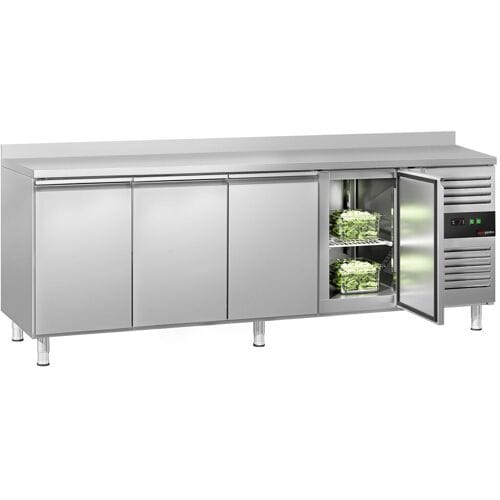 GGM Gastro Koelwerkbank ECO - 2230x700mm - met 4 deuren - met opstand zilver