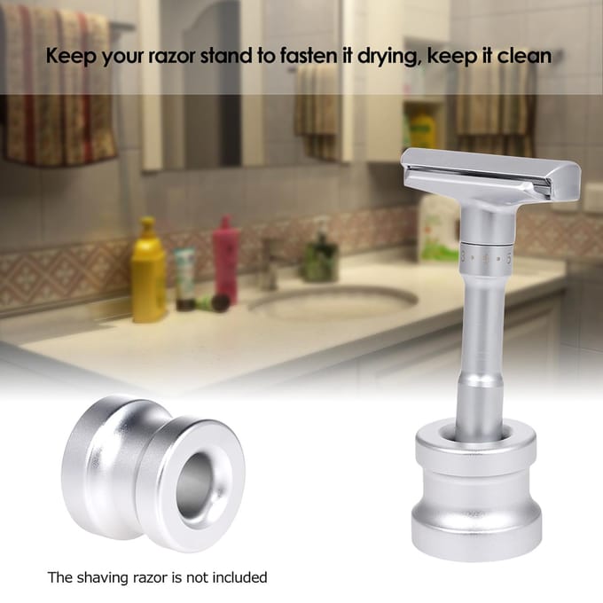 Besteauty Man Scheermes Stand Houder Aluminiumlegering Veiligheidsscheermes Basis Scheermes Accessoire gray