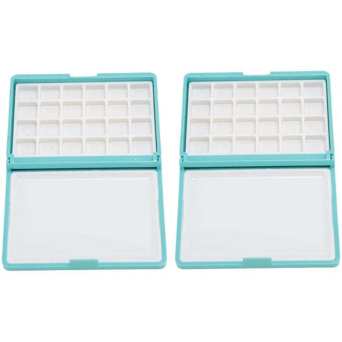 2 Stuks Draagbare Aquarel Doos Afneembaar Makkelijk Schoon te Maken Compact Mini Aquarel Palet Doos voor white