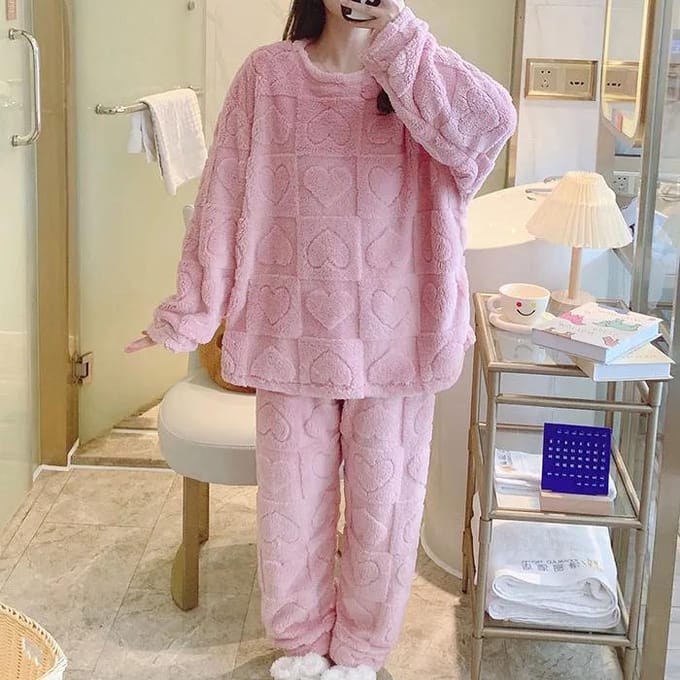 Winter Dames Warme Pyjama Set, Koraalvilt Pyjama, Flanel Verdikte Cartoon Pyjama, Oversized Huiskleding, Oversized Pyjama 6XL
