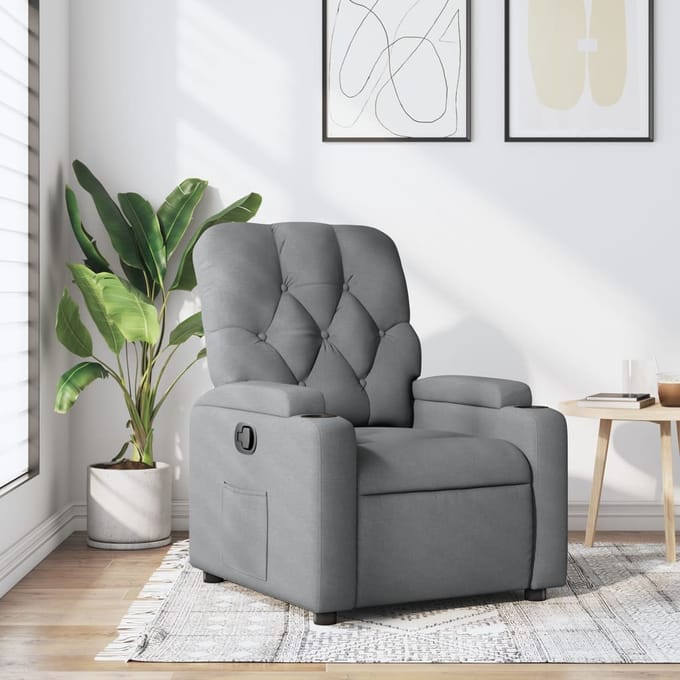 vidaXL - Fauteuil - verstelbaar - stof - lichtgrijs