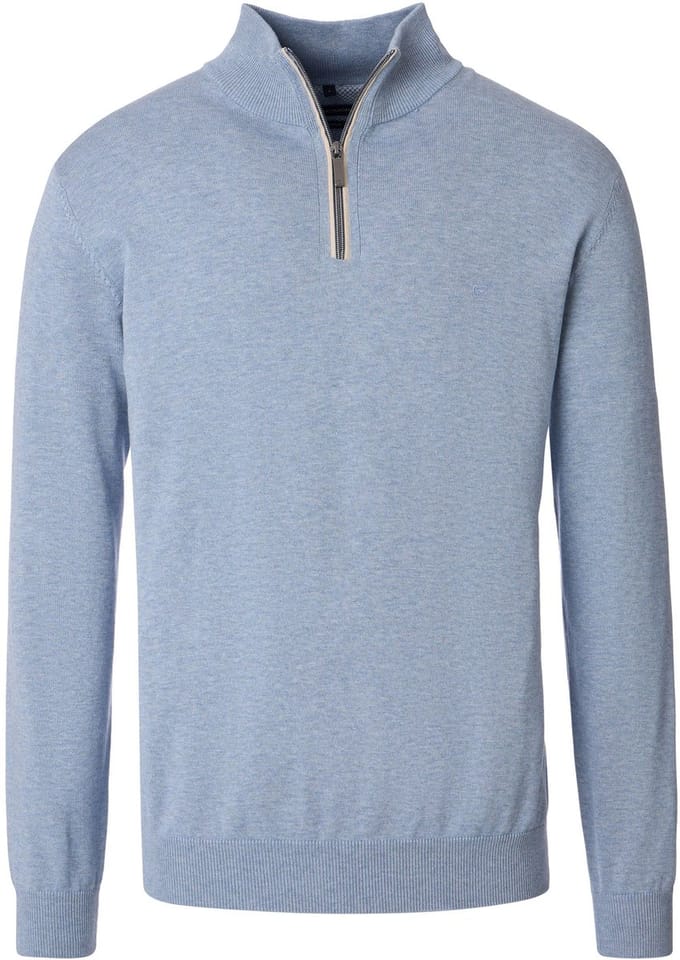 Casa Moda Halfzip Trui Solid Lichtblauw - Maat M - Heren - Quarter zip