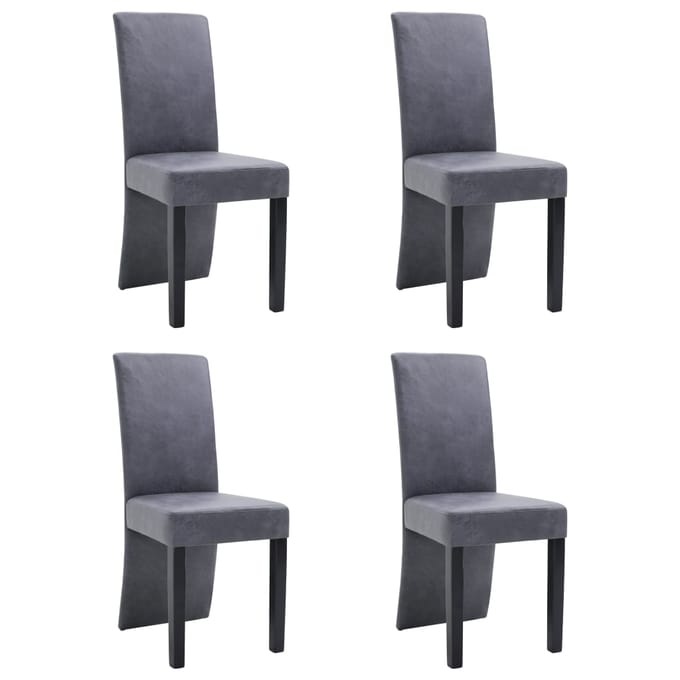vidaXL - Eetkamerstoelen - 4 - st - kunstsuède - grijs