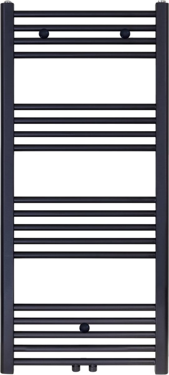 Bally Handdoekradiator Middenaansluiting 1200x500mm 537 Watt Geborsteld Mat Zwart