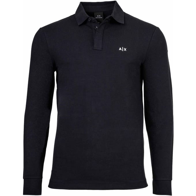 Printed Long Sleeve Polo Shirt - Blue