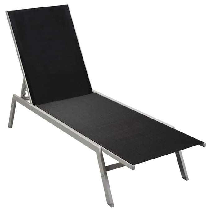 vidaXL - Ligbed - staal - en - textileen - zwart