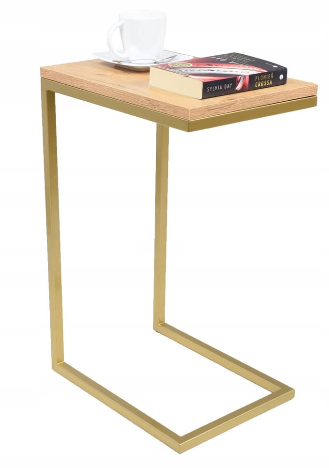 FutuStal Lancelot Serie - Bijzettafel - Dąb Lancelot - Gouden Frame