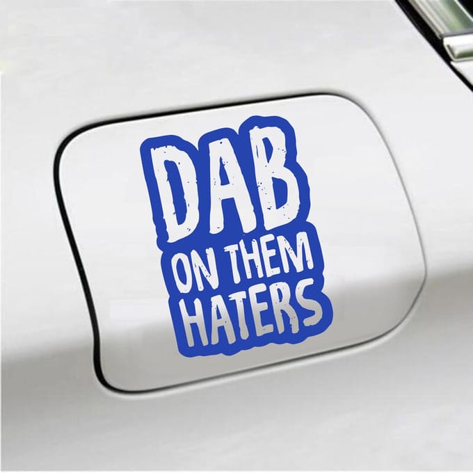 Bumpersticker - Dab On Them Haters - 10 X 14,5 - Blauw