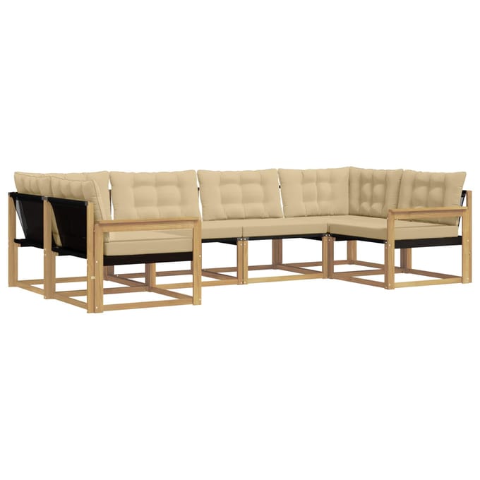 vidaXL - Buiten - bank - set - 6 - st - Wit - en - Beige