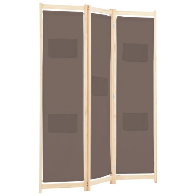 vidaXL - Kamerscherm - met - 3 - panelen - 120x170x4 - cm - stof - bruin