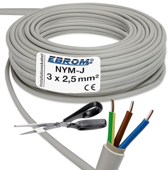 Mantekabel 3x2,5 mm² - Voor vochtige ruimtes - Installatiekabel per meter - Grijs